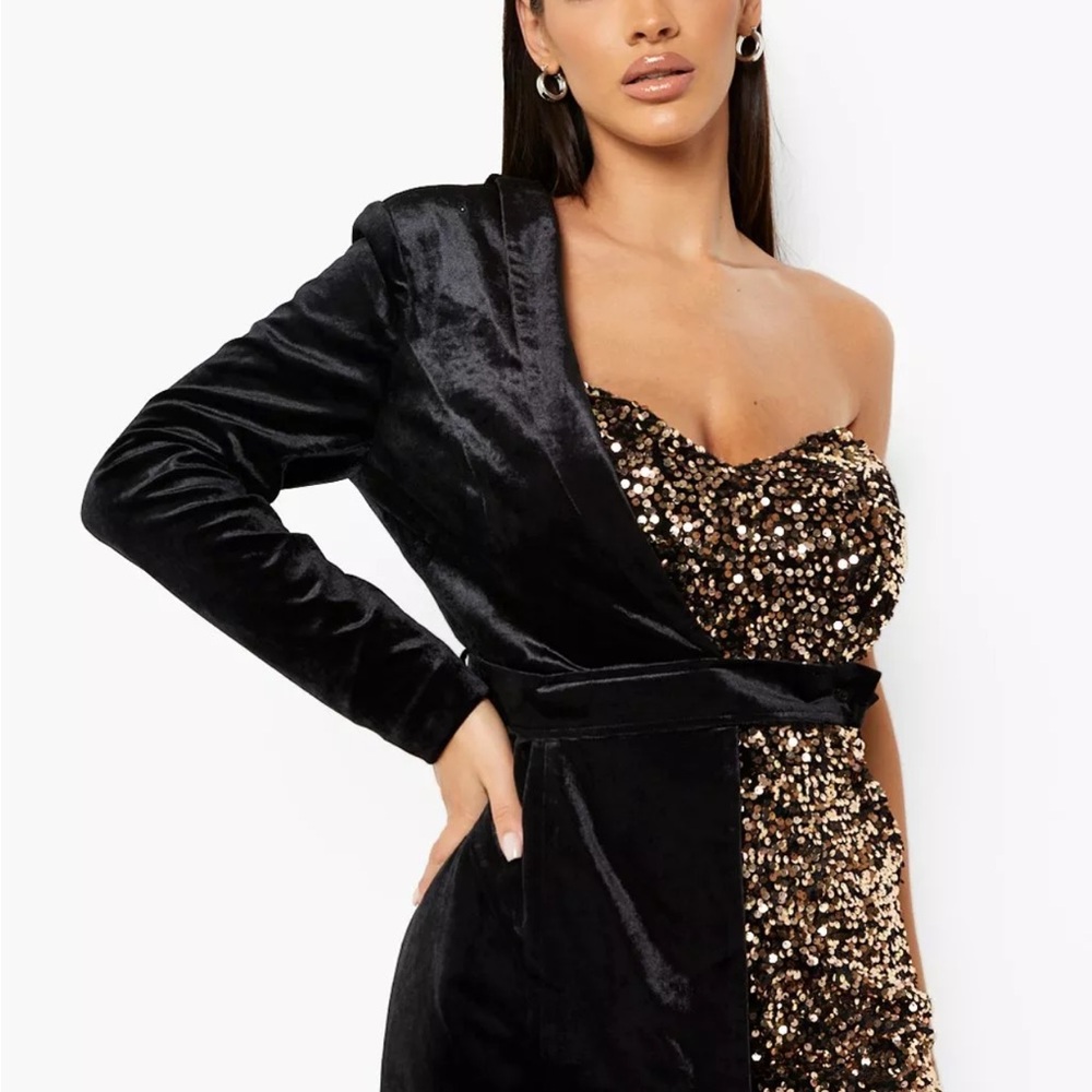 Black and Gold Sequin Dress
